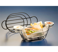 American Metalcraft Oval Chrome Wire Serving Basket with Built-In Ramekin Holders