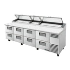 Thumbnail image #1 for True Mfg. - General Foodservice TPP-AT-119D-8-HC 119-Inch 4-Section Pizza Prep Table with 8 Drawers and White Poly Cutting Board