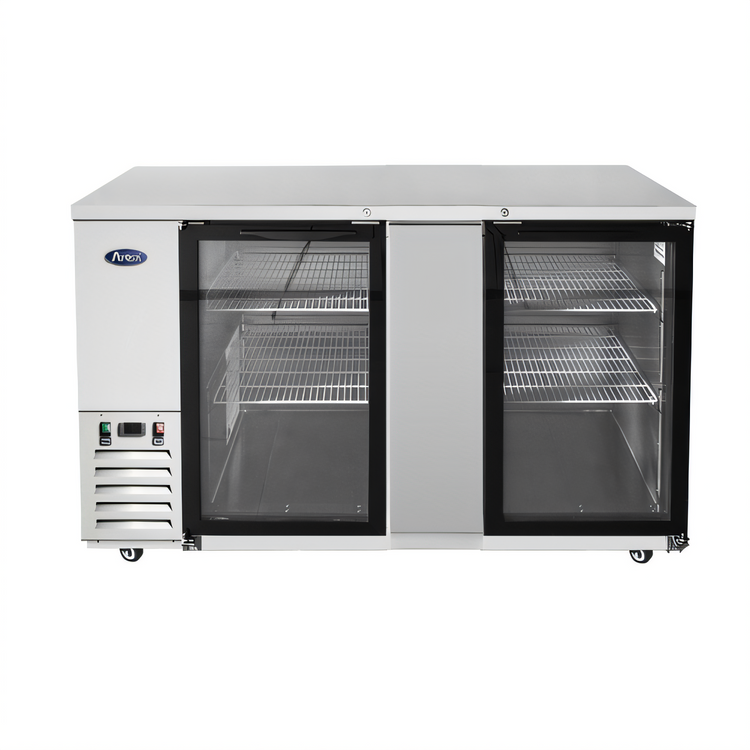 Product image #1 for Atosa Two-Section Back Bar Cooler with 2 Locking Glass Doors, 68-Inch Wide, 21.5 Cu. Ft.