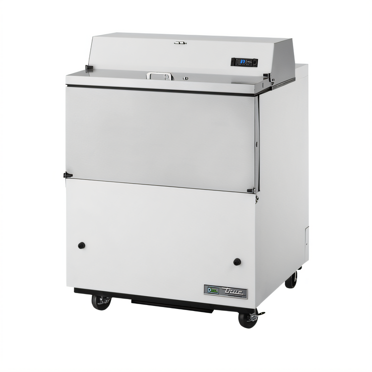 Product image #1 for True 34-Inch Mobile School Milk Cooler, 8-Crate Forced-Air, White Exterior with Stainless Steel Interior