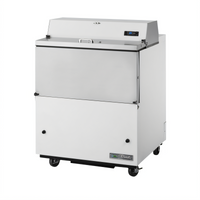 True 34-Inch Mobile School Milk Cooler, 8-Crate Forced-Air, White Exterior with Stainless Steel Interior