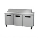 Thumbnail image #1 for Hoshizaki Steelheart SR72B-18 72-Inch 3-Section Sandwich Top Refrigerator Prep Table, 18-Pan, Stainless Steel, 3 Doors