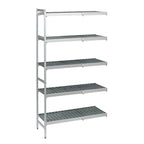 Thumbnail image #1 for Fermod Fermostock 5R68A83-CE 5-Tier Corner Expansion Polymer Shelving Unit, 83"H x 68"W x 14"D, Gray, Perforated, Aluminum