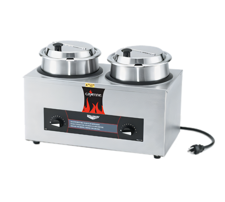 Product image #1 for Vollrath Cayenne Twin Well Countertop Rethermalizer Package with 2 Included 4-1/8 Qt Insets and Hinged Covers