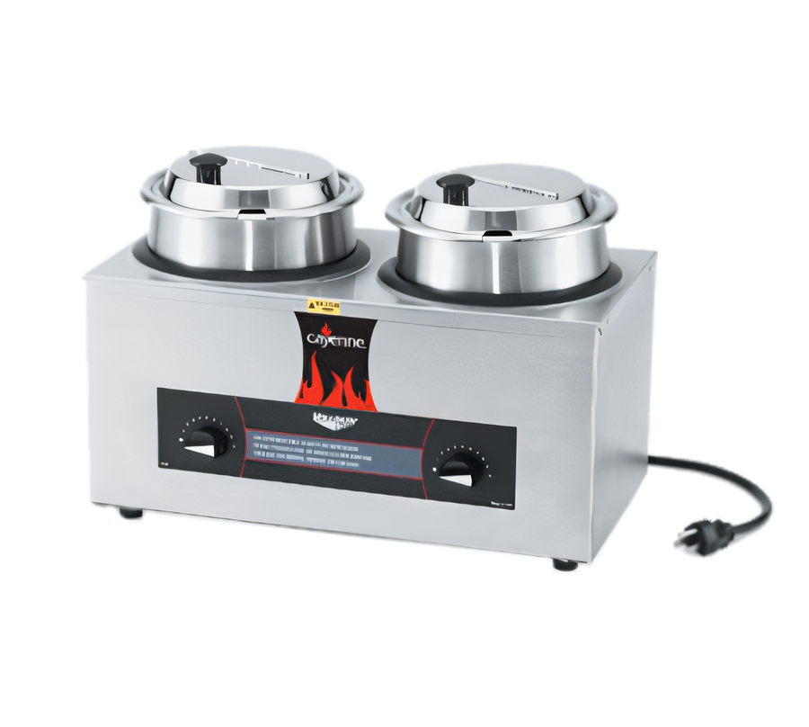 Product image #1 for Vollrath Cayenne Twin Well Countertop Rethermalizer Package with 2 Included 4-1/8 Qt Insets and Hinged Covers