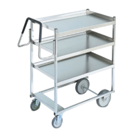 Vollrath Heavy-Duty Stainless Steel 3-Shelf Bus Cart with Raised Lower Shelf, 650 lb Capacity