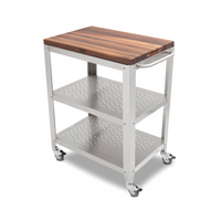 John Boos Cucina Culinarté 30-Inch Wooden Kitchen Cart with Removable Walnut Cutting Board Top