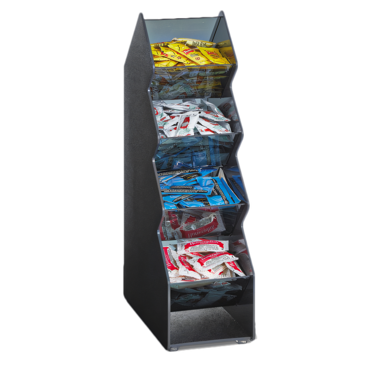 Product image #1 for Vollrath Vertical Countertop Condiment Caddy, 4 Compartments, Black ABS Plastic and Smoked Acrylic