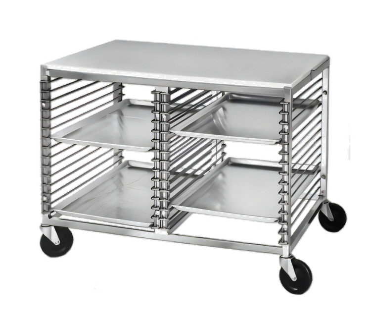 Product image #1 for 42 Inch x 25 Inch Double Section Aluminum Bun Pan Rack Work Table with Poly Top