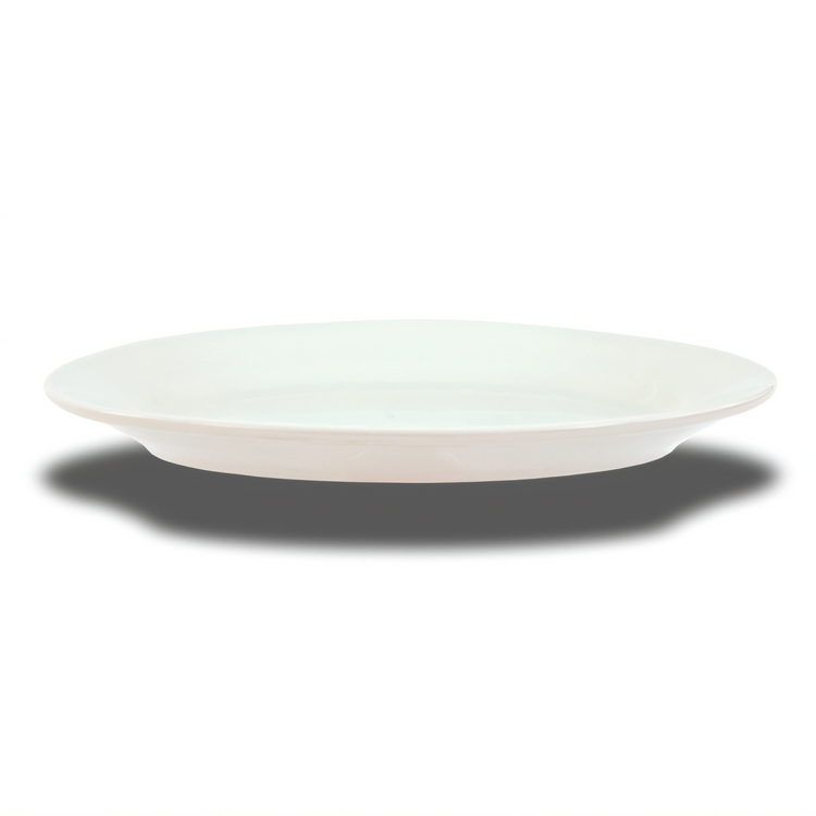 Product image #2 for Crestware Alpine White 15-1/2" x 10-1/4" Oval Ceramic Platter with Wide Rim and Rolled Edge