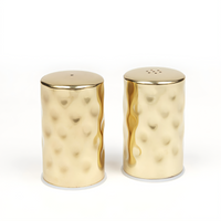 American Metalcraft Gold Hammered Stainless Steel Salt & Pepper Shaker Set, 2 oz.