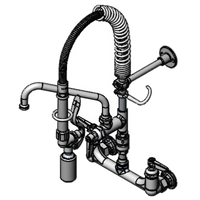 T&S Brass Mini Pre-Rinse Wall-Mount Mixing Faucet with 8-Inch Swing Nozzle and Low-Flow Spray Valve