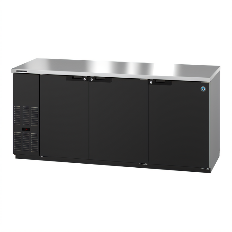 Product image #1 for Hoshizaki BB80 Three-Section Back Bar Cooler with Locking Solid Hinged Doors, 80 Inch, Self-Contained Refrigeration