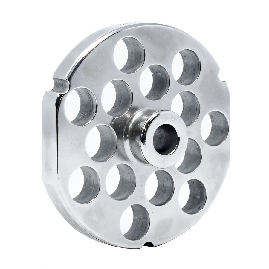 Product image #1 for Omcan USA #32 Stainless Steel Machine Plate with Hub, 5/8 Inch (16 mm), 3-Notch, 2-Flat-Side