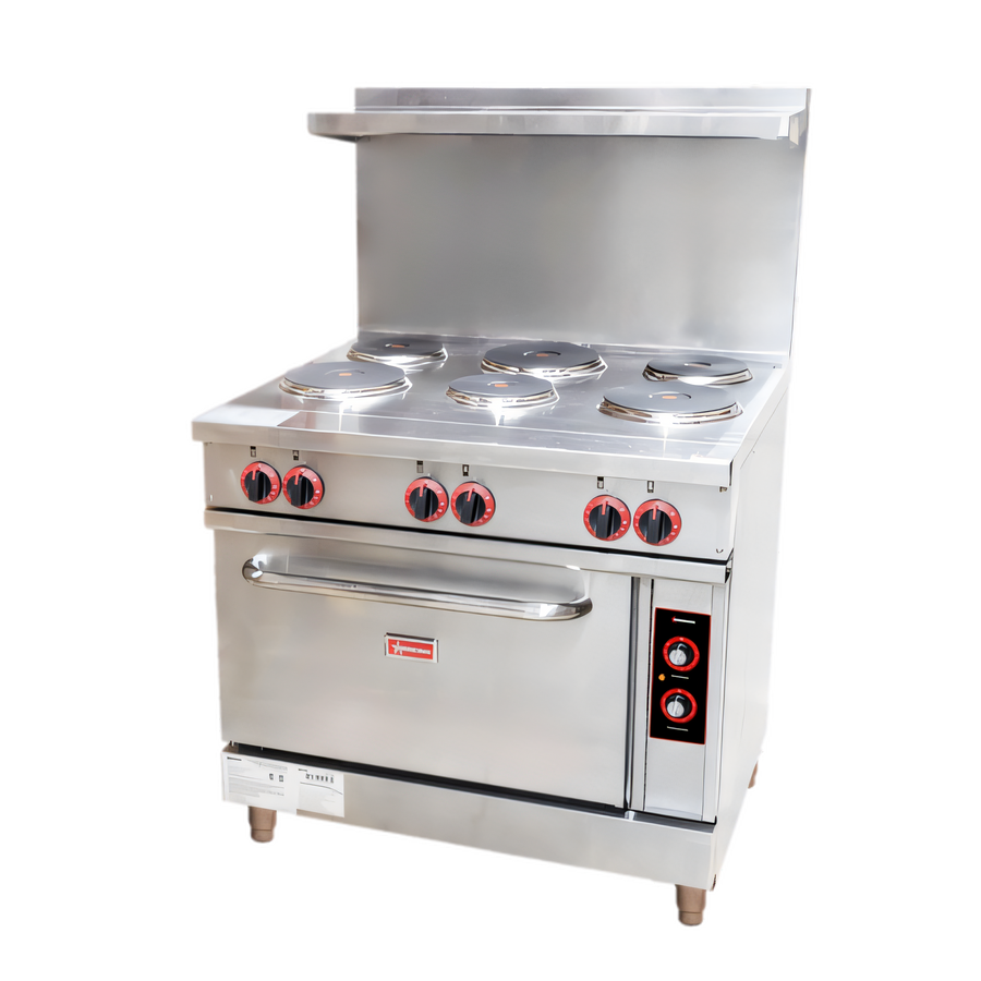 Product image #1 for Omcan USA 36-Inch Electric Commercial Range with 6 Hotplates and Thermostat-Controlled Oven
