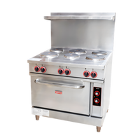 Omcan USA 36-Inch Electric Commercial Range with 6 Hotplates and Thermostat-Controlled Oven