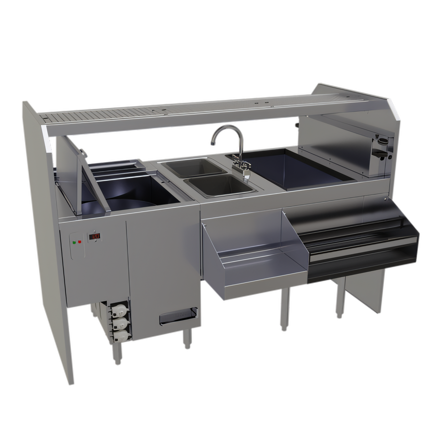 Product image #1 for Glastender Complete Style Pass-Thru Cocktail Station with GW24 Glasswasher, Leftward Workflow, 66-Inch W x 32-Inch D