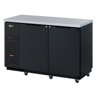 Turbo Air Super Deluxe Two-Section Back Bar Cooler, 19 Cu. Ft., Side-Mounted Self-Contained Refrigeration, Solid Doors
