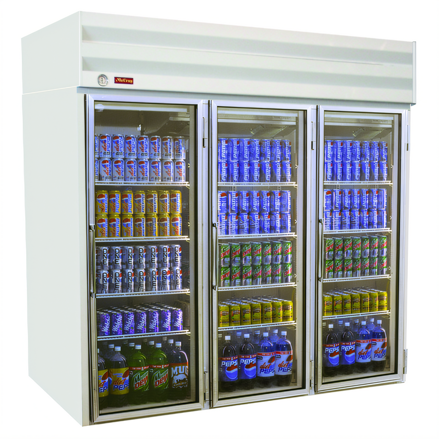 Product image #1 for Howard-McCray HMC GR75 Three-Section Glass Door Reach-In Refrigerator Merchandiser, 75 Cu. Ft., Top-Mount Self-Contained