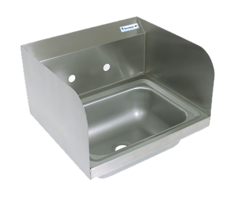 Product image #1 for BK Resources 14" x 10" Wall-Mount Hand Sink with Dual Side Splashes and Basket Drain