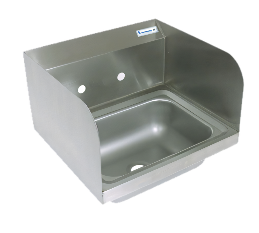 Product image #1 for BK Resources 14" x 10" Wall-Mount Hand Sink with Dual Side Splashes and Basket Drain