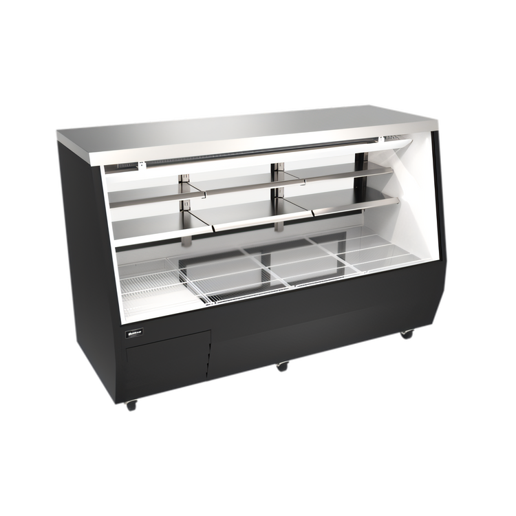 Product image #1 for 84-Inch Full-Service Square Glass Refrigerated Deli Display Case, Black, Self-Contained