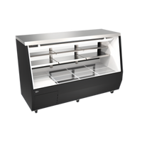84-Inch Full-Service Square Glass Refrigerated Deli Display Case, Black, Self-Contained