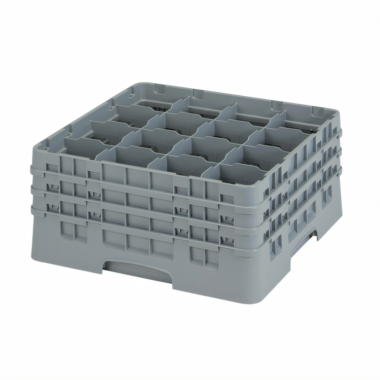 Product image #2 for Cambro Camrack Full-Size 16-Compartment Glass Rack with 3 Soft Gray Extenders