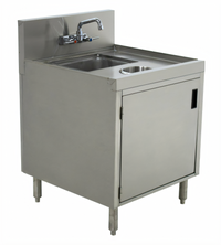 Prestige Wet/Dry Waste Cabinet with Hinged Door, Hand Sink, Waste Chute, and Splash-Mount Faucet