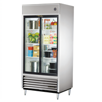 True TSD-33G-HC-LD 2-Section Reach-In Refrigerator with Sliding Glass Doors