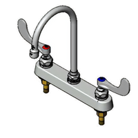 T&S Brass Workboard Mixing Faucet, Deck Mount, 8-Inch Centers, 6-Inch Swivel Gooseneck Spout