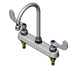 Thumbnail image #1 for T&S Brass Workboard Mixing Faucet, Deck Mount, 8-Inch Centers, 6-Inch Swivel Gooseneck Spout