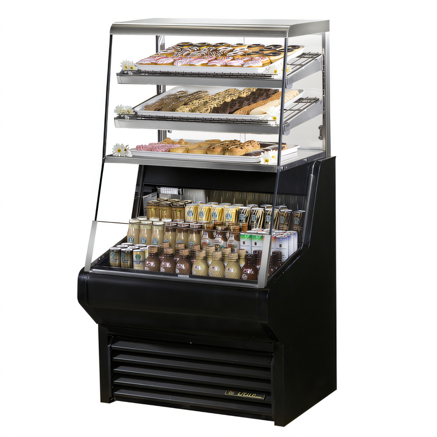 Product image #1 for True 36-1/8-Inch Horizontal Air Curtain Dry Goods Refrigerated Merchandiser, Self-Contained R290, LED, Black
