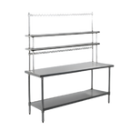 Thumbnail image #1 for Eagle Group Budget Series T3060B-FM-PL-X 60" x 30" Stainless Steel Work Table with Open Galvanized Base, Adjustable Undershelf & Overshelf Kit