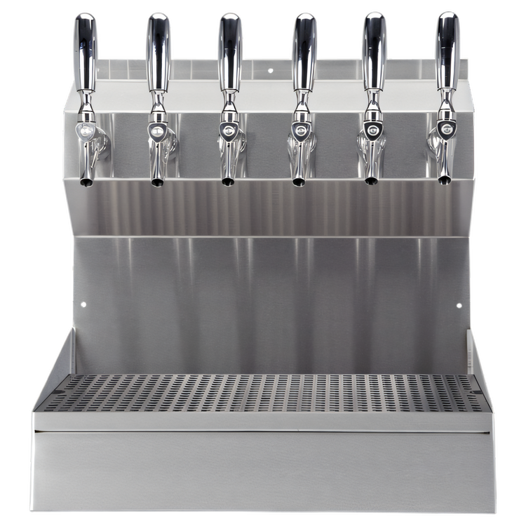 Product image #1 for Kronos 6-Faucet Wall-Mount Glycol-Cooled Draft Beer Tower with Integrated Drip Tray