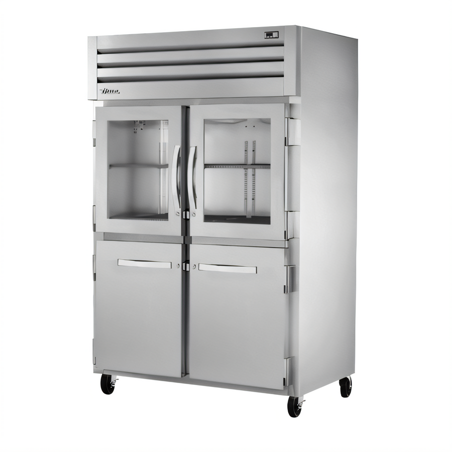 Product image #1 for True SPEC SERIES Two-Section Reach-In Refrigerator with 2 Glass Half Doors and 2 Stainless Steel Half Doors