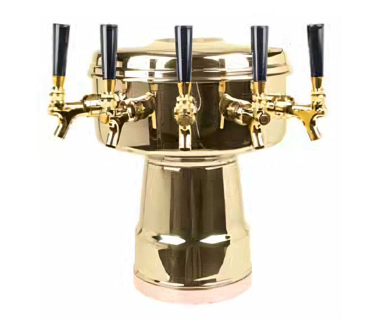 Product image #1 for Micro Matic Mushroom Countertop Air-Cooled 5-Faucet Draft Beer Tower, Polished Brass