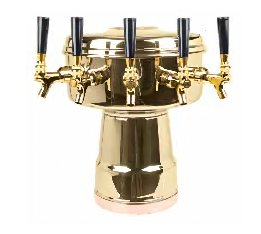 Product image #1 for Micro Matic Mushroom Countertop Air-Cooled 5-Faucet Draft Beer Tower, Polished Brass