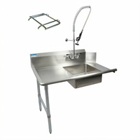 72-Inch Straight Stainless Steel Soiled Dish Table with Left-to-Right Operation and Pre-Rinse Sink