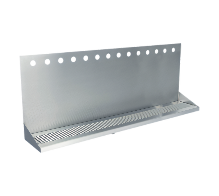 Product image #1 for Wall-Mount Stainless Steel Drip Tray with Perforated Grill, 14 Holes, 48 x 6-3/8 x 14 Inches