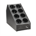 Thumbnail image #1 for Vollrath Countertop Flatware Holder Organizer with 8 Compartments and 8 Flatware Cylinders, Black ABS and Smoked Acrylic
