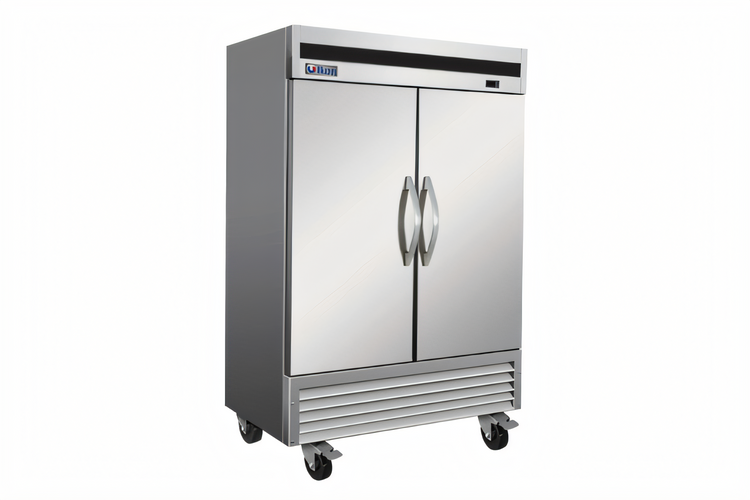 Product image #1 for IKON Refrigeration IB54F 42 Cu. Ft. Two-Section Bottom-Mount Reach-In Freezer with Solid Stainless Steel Doors