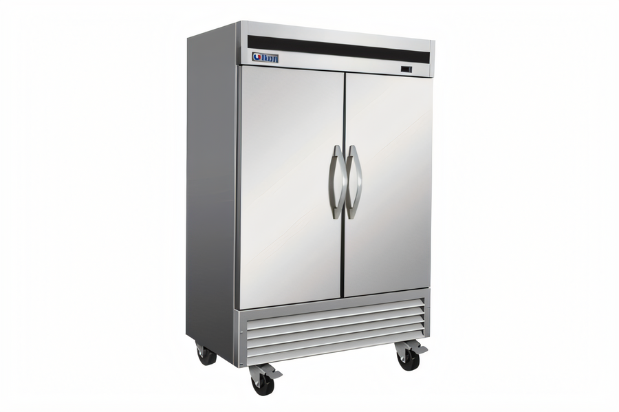 Product image #1 for IKON Refrigeration IB54F 42 Cu. Ft. Two-Section Bottom-Mount Reach-In Freezer with Solid Stainless Steel Doors