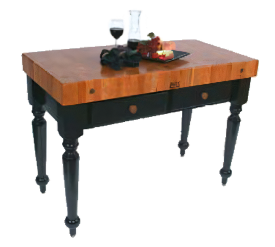 Product image #1 for John Boos Rouge et Noir Le Rustica End Grain Island Work Table with 1 Drawer, 30 x 24 x 34-1/2 Inches