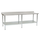 Thumbnail image #1 for Eagle Group Budget Series T24108B-BS 108-Inch Stainless Steel Work Table with 4-1/2-Inch Backsplash and Adjustable Galvanized Undershelf