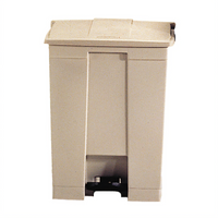 Rubbermaid Commercial Step-On 18 Gallon Beige Bathroom Trash Can with Hands-Free Pedal