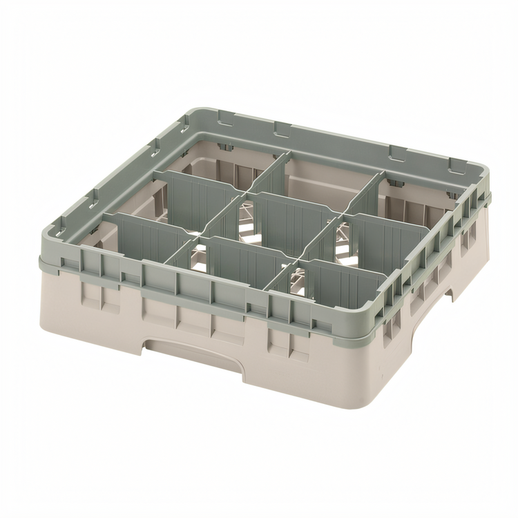 Product image #2 for Cambro Camrack® Full Size 9-Compartment Glass Rack, Beige