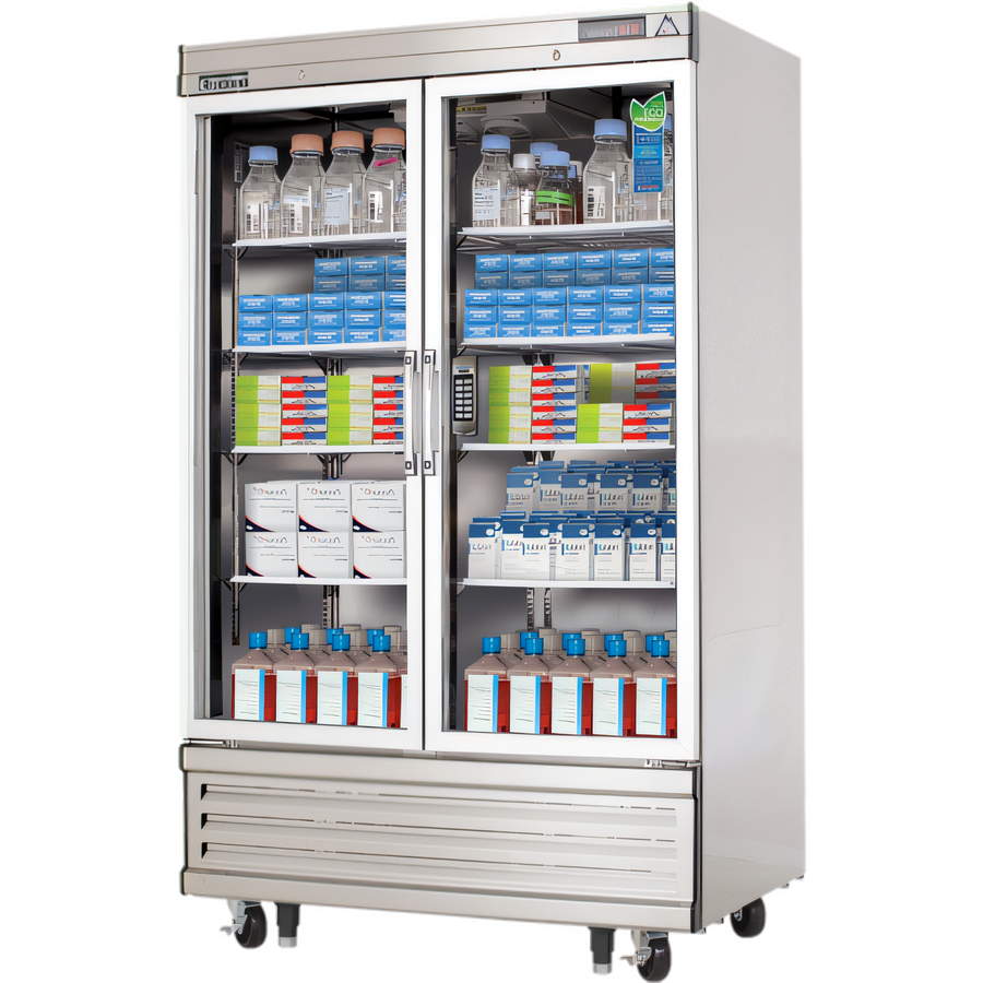 Product image #1 for Everest Refrigeration Two-Section Laboratory Refrigerator with Full-Height Glass Doors, 33 Cu. Ft., Bottom-Mount R290