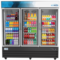 KoolMore 78-Inch Three-Door Glass Door Merchandiser Refrigerator, 53 Cu. Ft., Black Stainless Steel