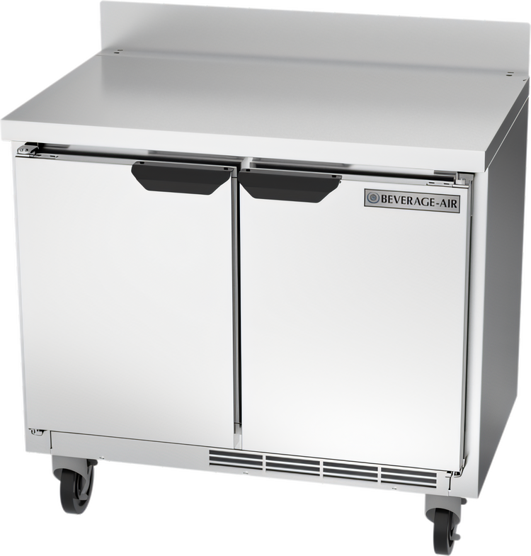 Product image #1 for Beverage-Air WTR34HC Two-Section 34-Inch Shallow-Depth Solid Door Worktop Refrigerator